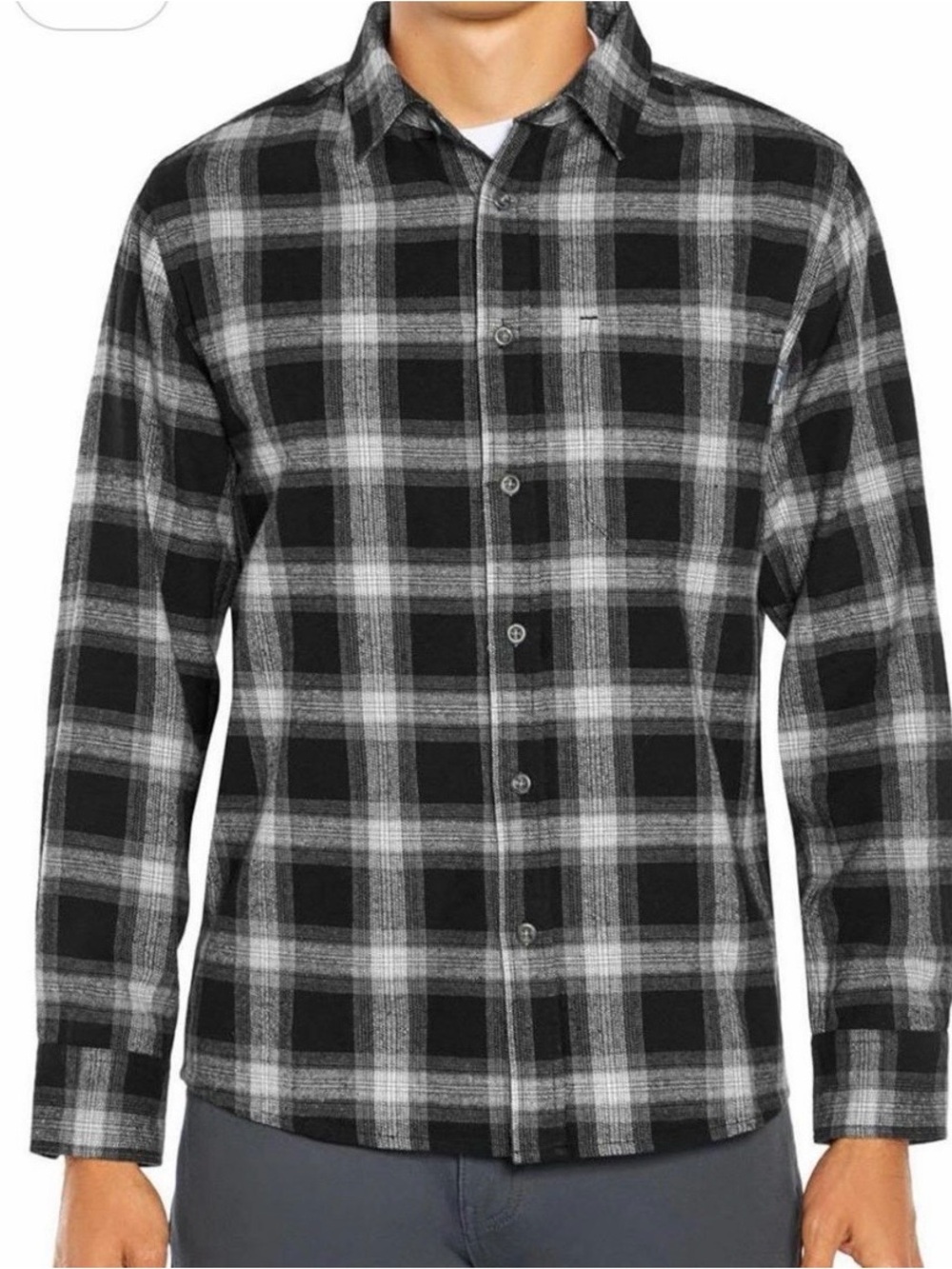 Eddie Bauer Black and White Plaid Flannel Button-Down Shirt NWT